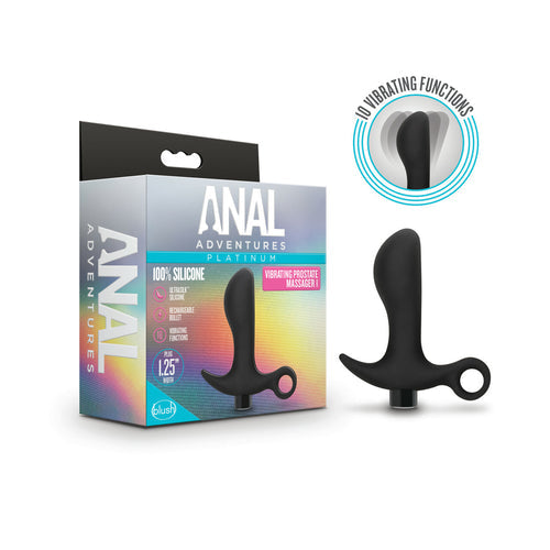 ANAL ADVENTURES PLATINUM SILICONE VIBRATING PROSTATE MASSAGER 1 BLACK - BN11615