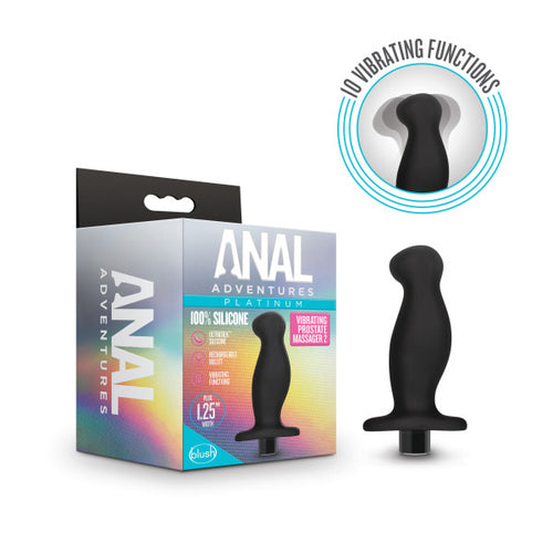 ANAL ADVENTURES PLATINUM SILICONE VIBRATING PROSTATE MASSAGER 02 BLACK - BN11625