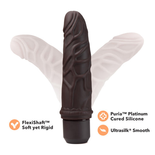 DR. SKIN SILICONE DR. ROBERT 7 IN VIBRATING DILDO BROWN - BN12096