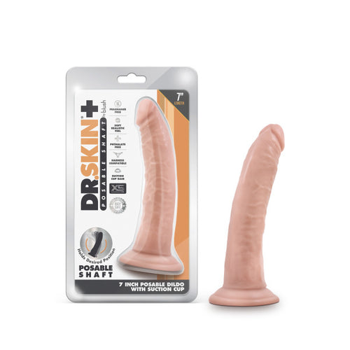 DR SKIN PLUS 7IN POSEABLE DILDO VANILLA - BN12903