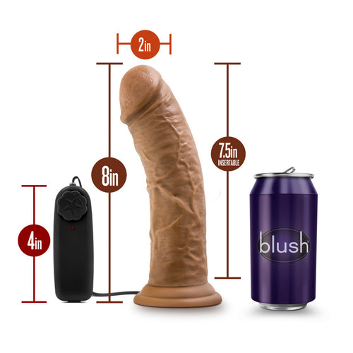 DR SKIN DR JOE 8IN VIBRATING COCK W/ SUCTION CUP MOCHA - BN13827