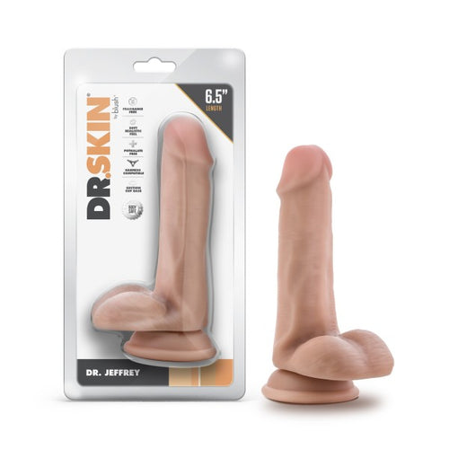DR. SKIN DR. JEFFREY 6.5IN DILDO W/ BALLS BEIGE - BN14803