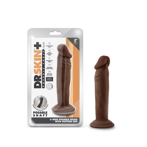 DR SKIN PLUS 6IN POSEABLE DILDO CHOCOLATE - BN14926