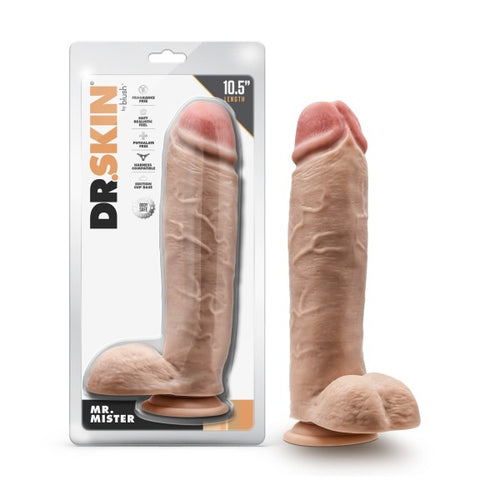DR. SKIN DR. MISTER 10.5IN DILDO W/ BALLS BEIGE - BN15413