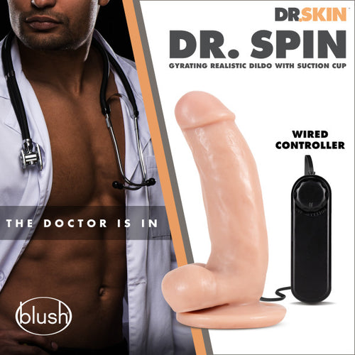 DR SKIN DR SPIN 7IN GYRATING REALISTIC DILDO VANILLA - BN18433
