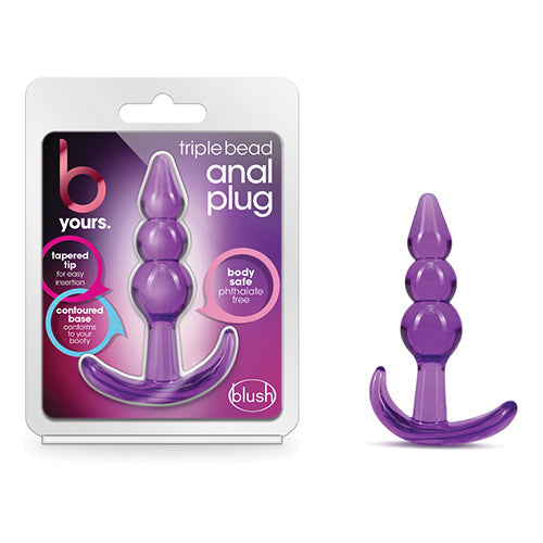 B YOURS TRIPLE BEAD ANAL PLUG PURPLE - BN24411