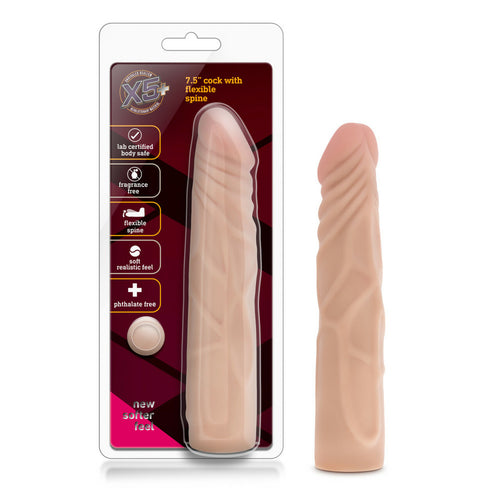 X5 7IN DILDO W/FLEXIBLE SPINE - BN26753