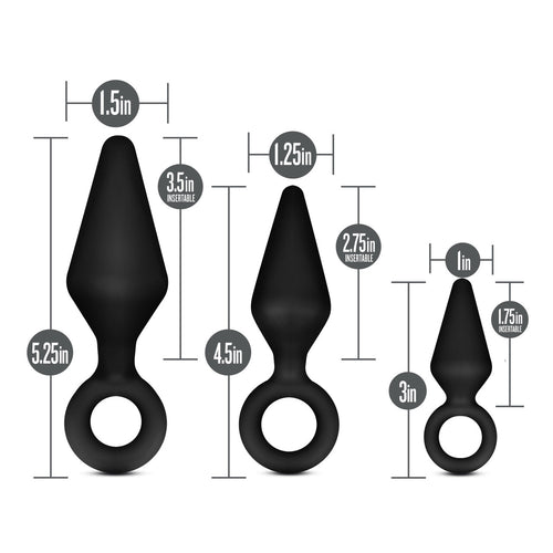 ANAL ADVENTURES PLATINUM SILICONE LOOP PLUG KIT BLACK - BN310175