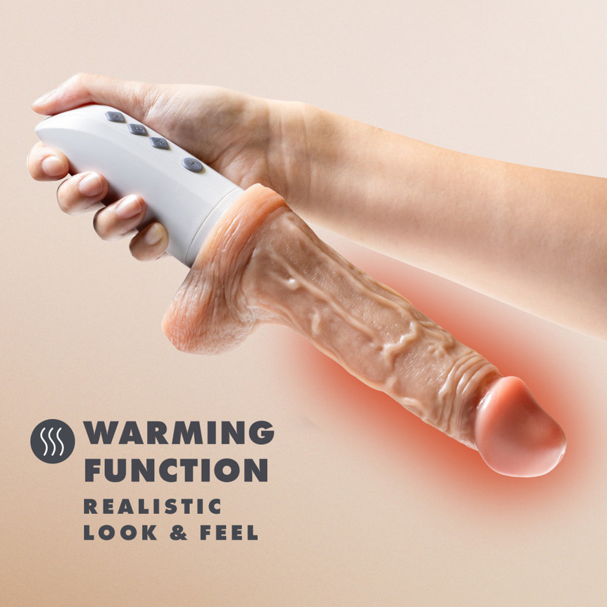 DR SKIN SILICONE DR HAMMER 7IN THRUSTING DILDO W/ HANDLE BEIGE - BN32303
