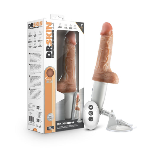 DR SKIN SILICONE DR HAMMER 7IN THRUSTING DILDO W/ HANDLE BEIGE - BN32303