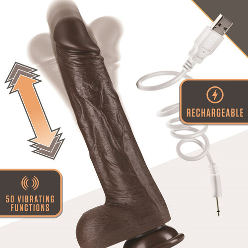 DR SKIN DR MURPHY 8IN DILDO THRUSTING CHOCOLATE - BN32606