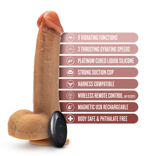 DR SKIN SILICONE DR PHILLIPS 8.5IN THRUSTING DILDO TAN - BN33503