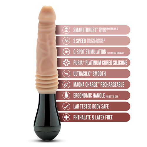 DR. SKIN DR. KNIGHT THRUSTING GYRATING VIBRATING DILDO BEIGE - BN52213