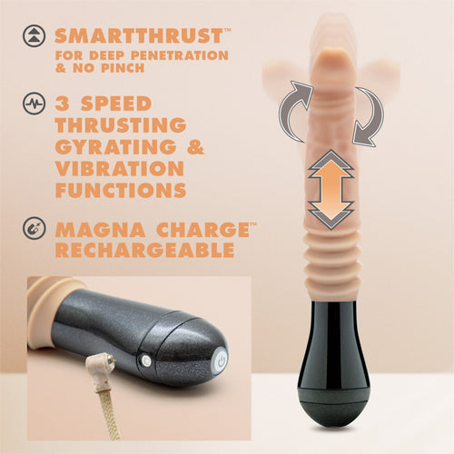 DR. SKIN DR. KNIGHT THRUSTING GYRATING VIBRATING DILDO BEIGE - BN52213