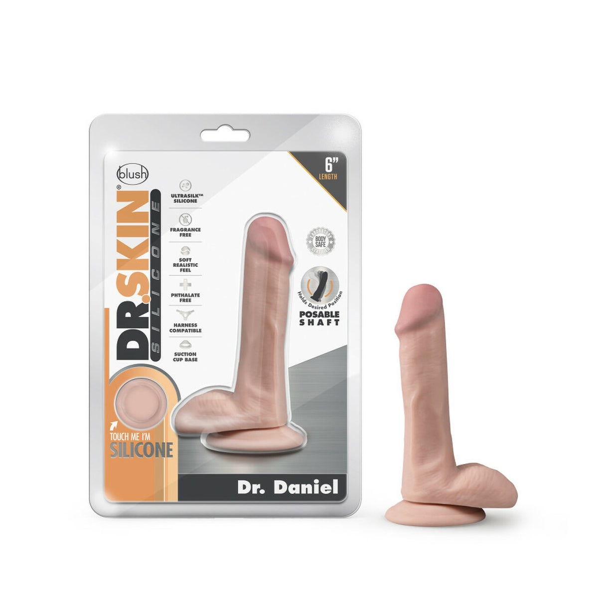 DR SKIN SILICONE DR DANIEL 6IN DILDO VANILLA - BN54613
