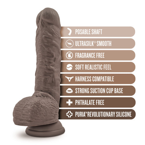 DR SKIN DR MASON 9IN DILDO W/ SUCTION CHOCOLATE - BN75836