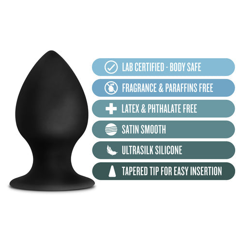 ANAL ADVENTURES PLATINUM SILICONE ANAL STOUT PLUG LARGE BLACK - BN81005