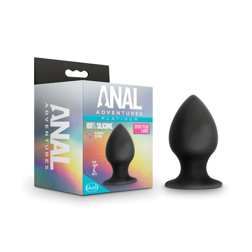 ANAL ADVENTURES PLATINUM SILICONE ANAL STOUT PLUG LARGE BLACK - BN81005