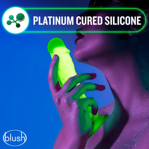 NEO ELITE GLOW IN THE DARK 7.5 IN SILICONE DUAL DENSITY COCK W/ BALLS NEON GREEN - BN84722