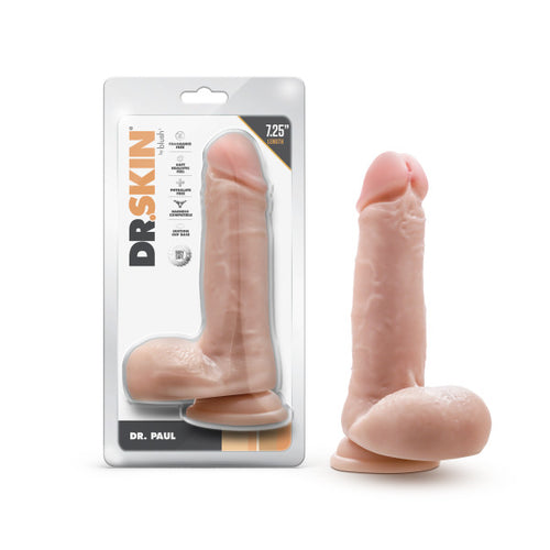 DR. SKIN DR. PAUL 7.25IN DILDO W/ BALLS BEIGE - BN88103
