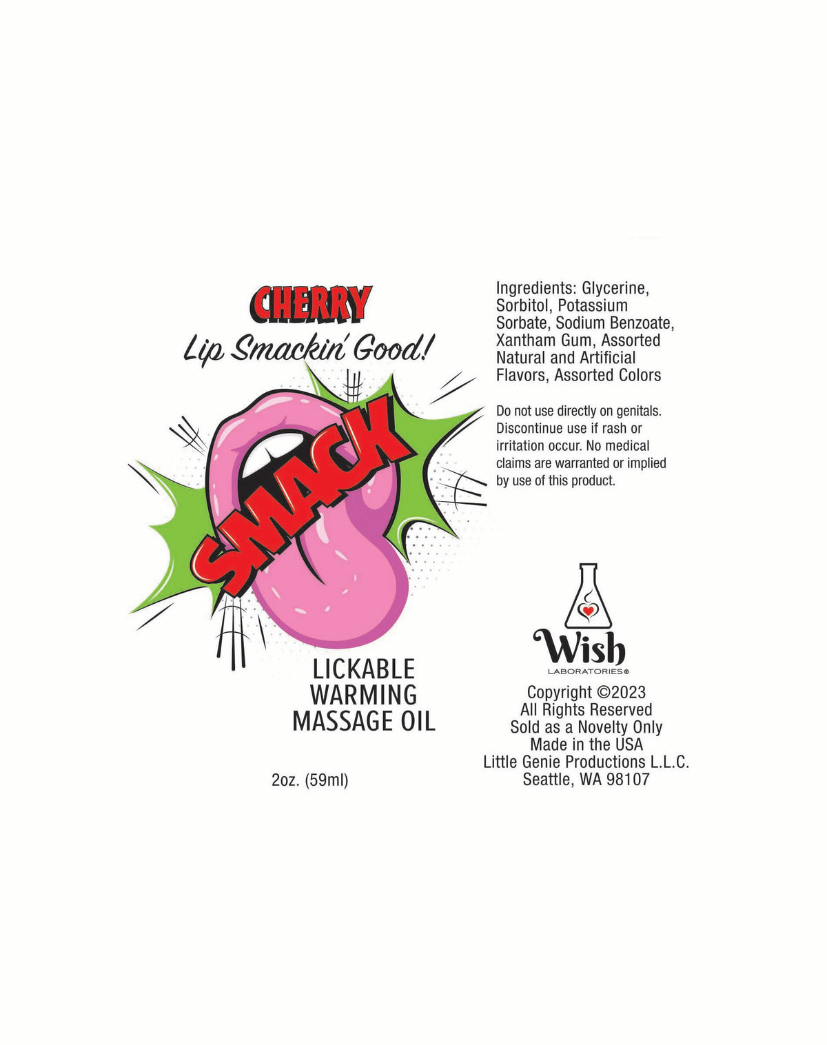 SMACK CHERRY 2 OZ WARMING MASSAGE OIL