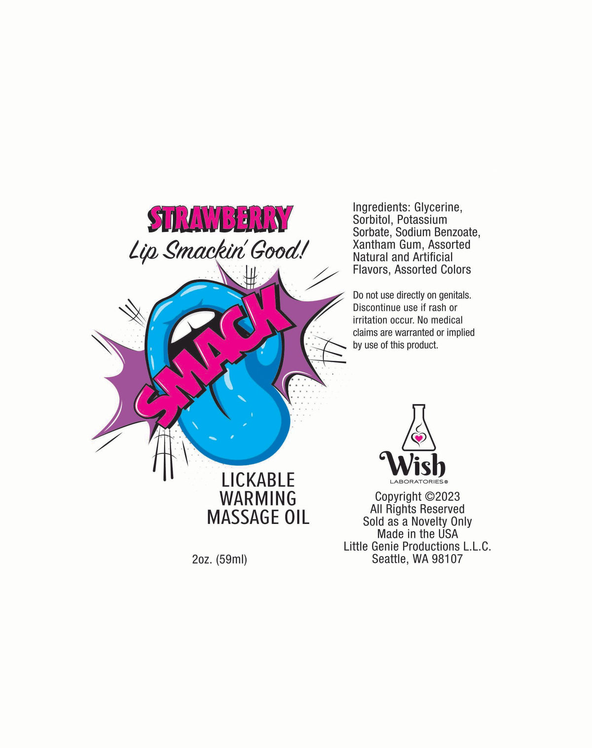 SMACK STRAWBERRY 2 OZ WARMING MASSAGE OIL