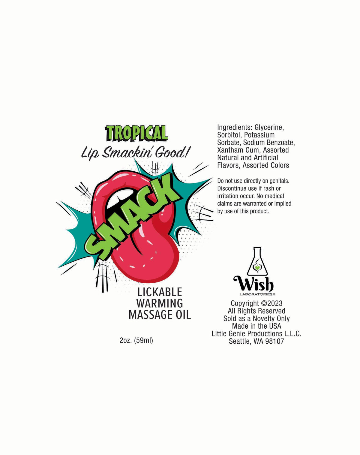 SMACK TROPICAL 2 OZ WARMING MASSAGE OIL