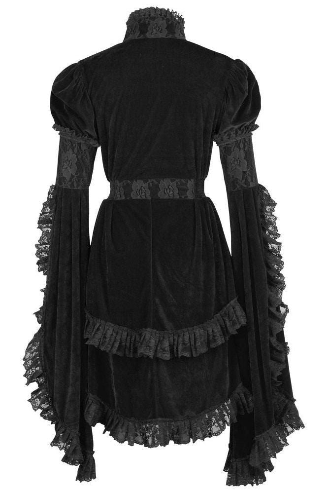Black Velvet & Lace Ruffled Jacket