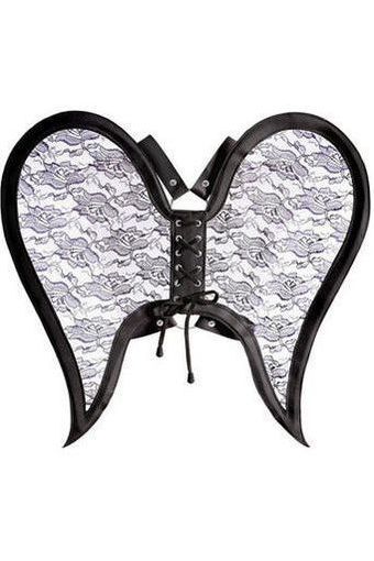 Black/Black Faux Leather & Lace Angel Wing Body Harness