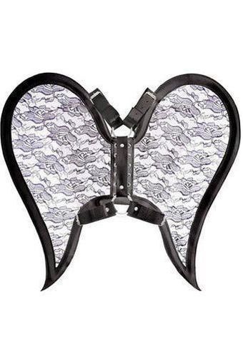 Black/Black Faux Leather & Lace Angel Wing Body Harness