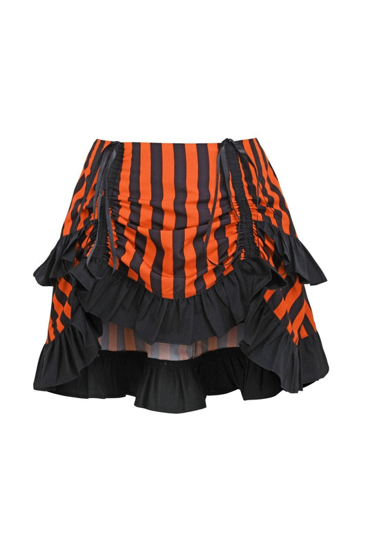 Black/Orange Striped Ruched Bustle Skirt