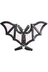 Black/Pink Faux Leather & Lace Wing Harness