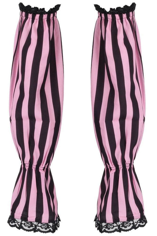 Black/Pink Striped Smocked Sleeves