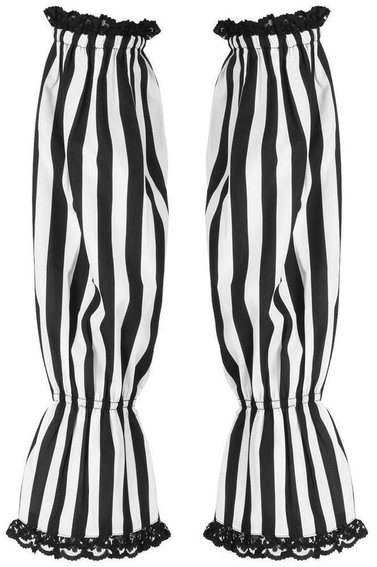 Black/White Striped Smocked Sleeves