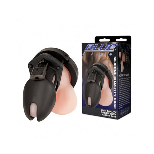 Blue Line Silicone Chastity Cage-Pinkfoxxx
