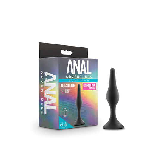 Blush Anal Adventures Platinum Silicone Beginner Plug Medium Black-Pinkfoxxx
