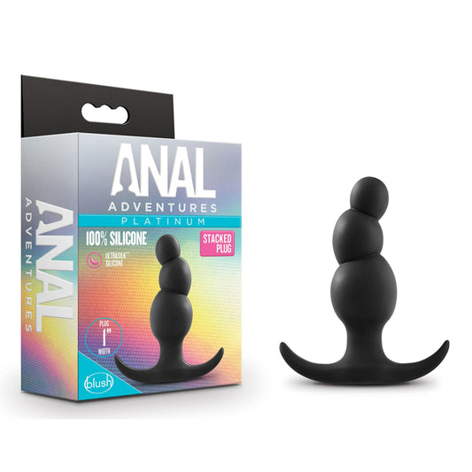 Blush Anal Adventures Platinum Silicone Stacked Plug Black-Pinkfoxxx