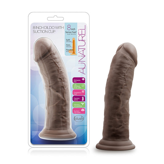 Blush Au Naturel 8 in. Posable Dual Density Dildo with Suction Cup Brown-Pinkfoxxx