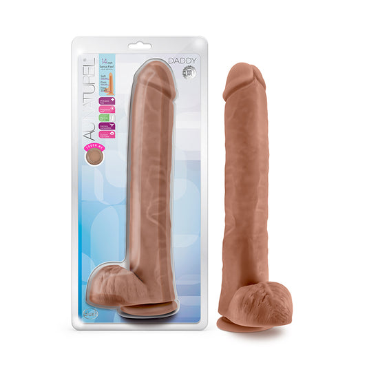 Blush Au Naturel Daddy 14 in. Posable Dual Density Dildo with Balls & Suction Cup Tan-Pinkfoxxx