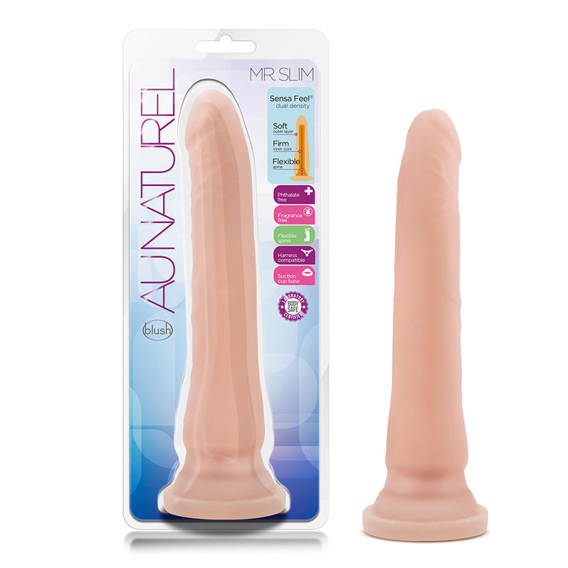 Blush Au Naturel Mr. Slim 9.25 in. Posable Dual Density Dildo with Suction Cup Beige-Pinkfoxxx