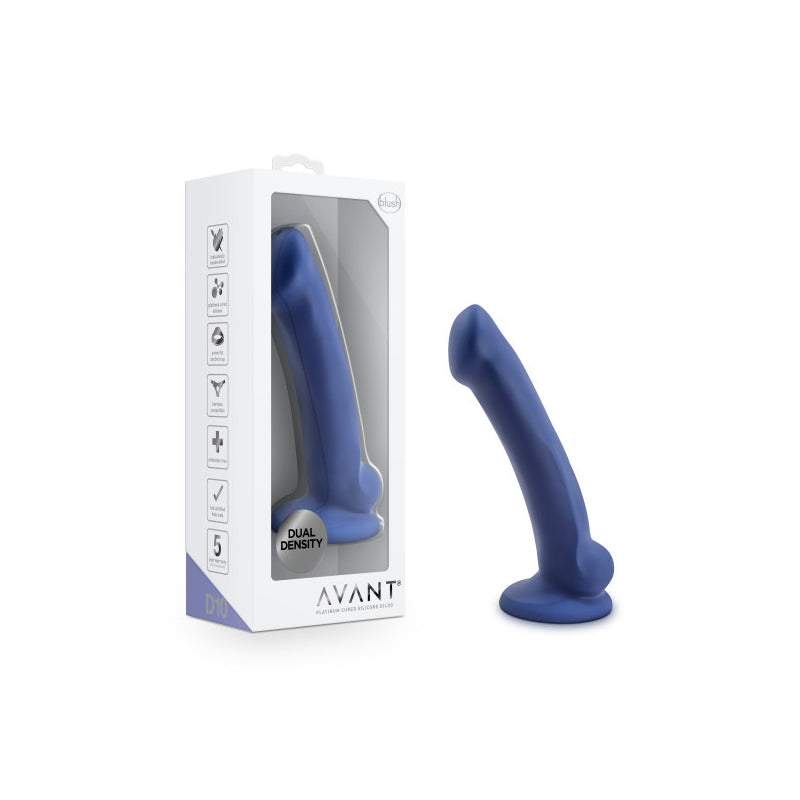 Blush Avant D10 Ergo Mini 7 in. Dual Density Silicone Dildo with Suction Cup Indigo-Pinkfoxxx