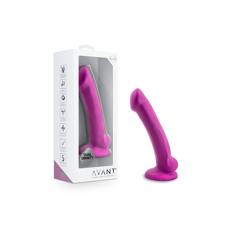 Blush Avant D9 Ergo Mini 7 in. Dual Density Silicone Dildo with Suction Cup Violet-Pinkfoxxx