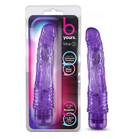 Blush B Yours Vibe 2 Realistic 9 in. Vibrating Dildo Purple-Pinkfoxxx