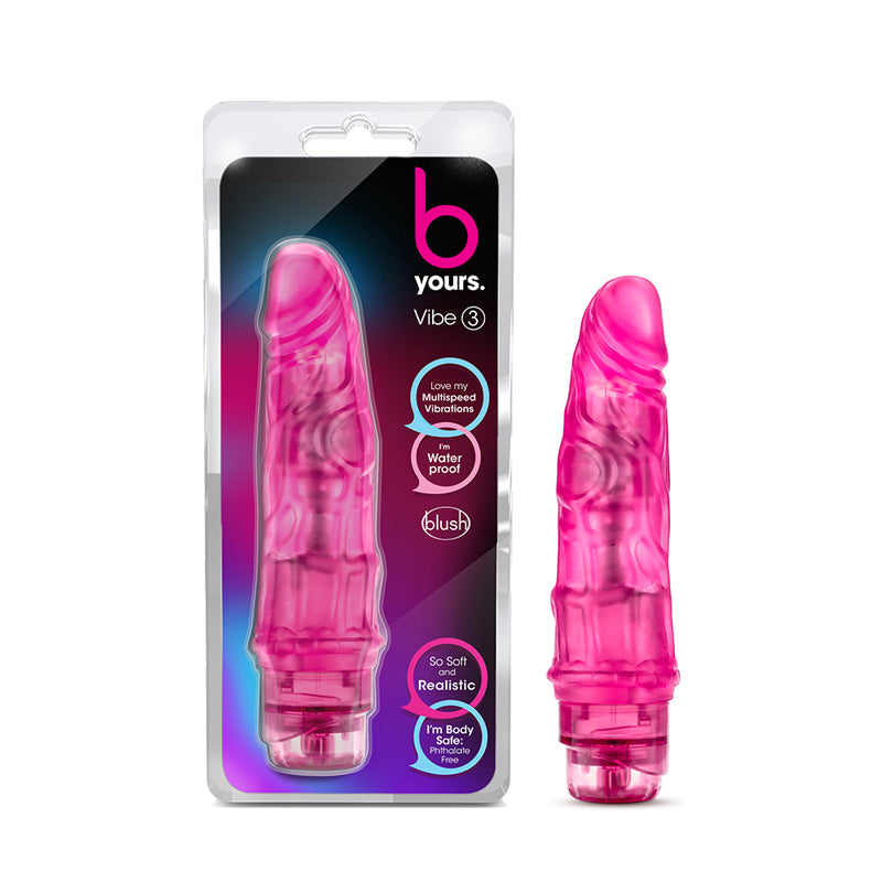 Blush B Yours Vibe 3 Realistic 7.75 in. Vibrating Dildo Pink-Pinkfoxxx