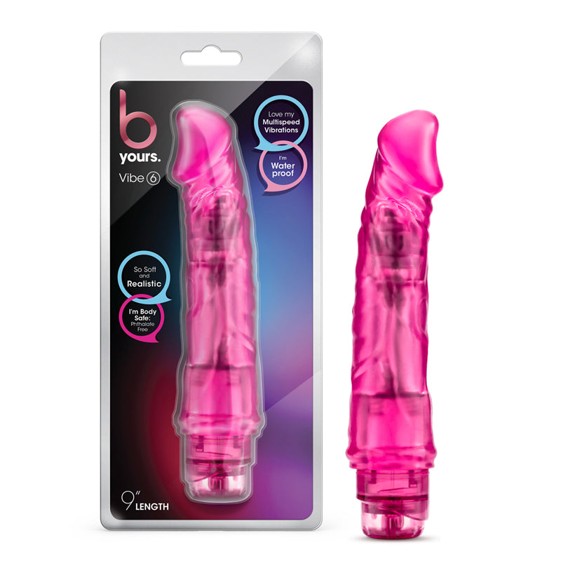 Blush B Yours Vibe 6 Realistic 9.25 in. Vibrating Dildo Pink-Pinkfoxxx