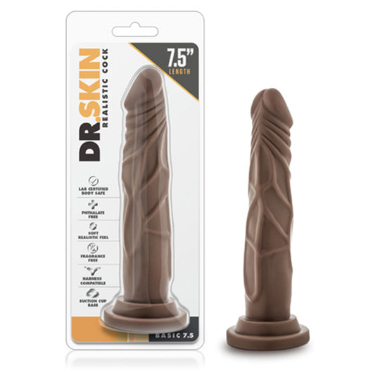 Blush Dr. Skin Basic 7.5 Realistic 7.5 in. Dildo with Suction Cup Brown-Pinkfoxxx