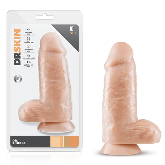 Blush Dr. Skin Dr. Chubbs Realistic 10 in. Dildo with Balls & Suction Cup Beige-Pinkfoxxx