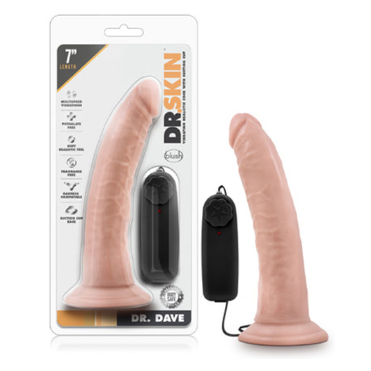 Blush Dr. Skin Dr. Dave Realistic 7 in. Vibrating Dildo with Suction Cup Beige-Pinkfoxxx