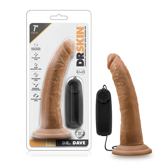 Blush Dr. Skin Dr. Dave Realistic 7 in. Vibrating Dildo with Suction Cup Tan-Pinkfoxxx