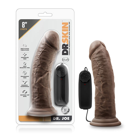 Blush Dr. Skin Dr. Joe Realistic 8 in. Vibrating Dildo with Suction Cup Brown-Pinkfoxxx